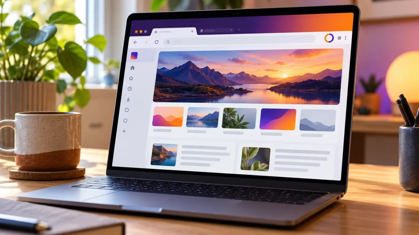 Laptop met een moderne browserinterface in een Nederlandse thuiswerkplek, als illustratie bij Firefox 157