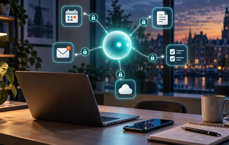 Conceptuele illustratie van een AI-agent die vanuit een Nederlandse werkplek met goedgekeurde apps verbonden is