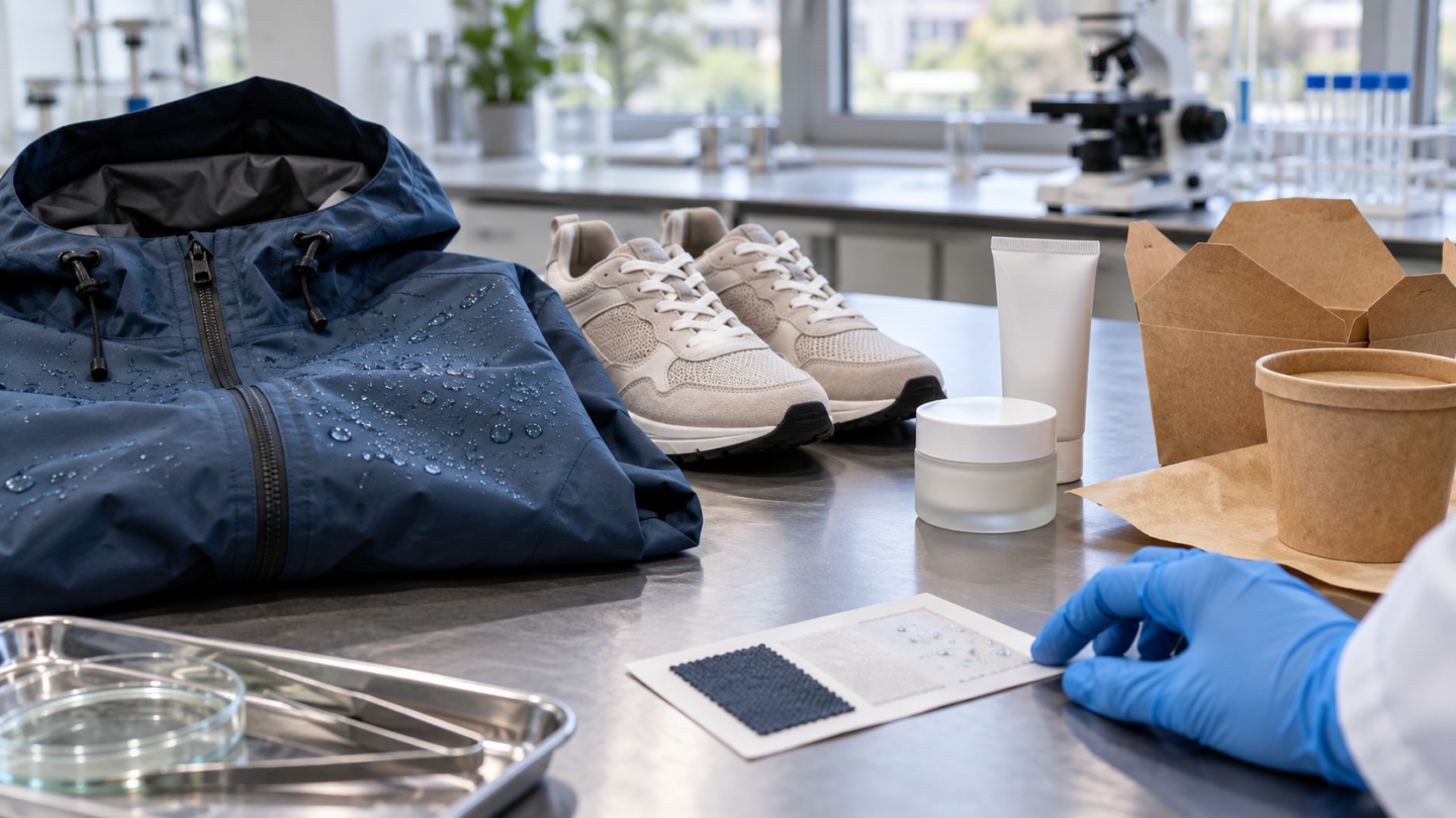Regenjas, schoenen, cosmetica en papieren voedselverpakkingen bij controle op PFAS