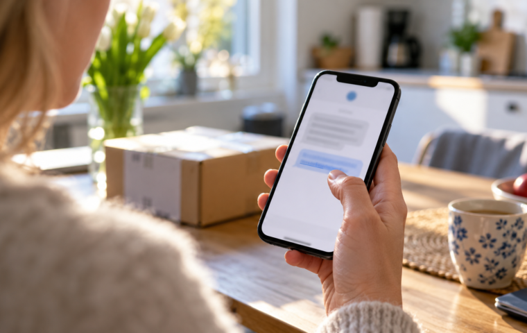 Persoon aarzelt drie seconden voordat die op een verdacht bericht op een smartphone tikt.